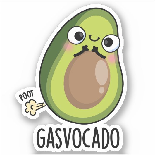 Sticker Gasvocado Drôle Farting Avocado Pun (Devant)