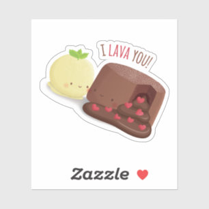 Sticker Gâteau au Chocolat Fondu Mignon Je T'aime Pun