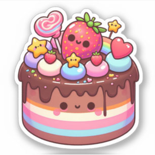Sticker gâteau au chocolat yummy kawaii