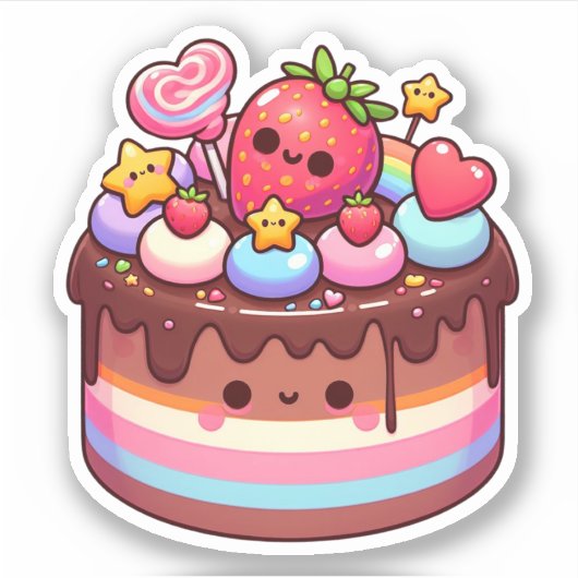 Sticker gâteau au chocolat yummy kawaii (Devant)