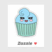 Sticker Gâteau au glaçage bleu impertinent (Feuille)
