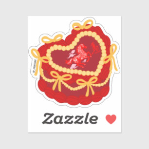 Sticker Gâteau cœur vintage de l'année du cheval