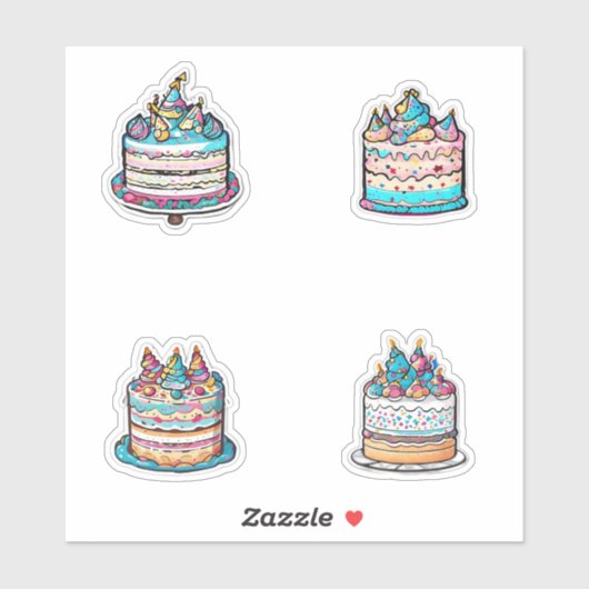 Sticker Gâteau d'anniversaire (Feuille)