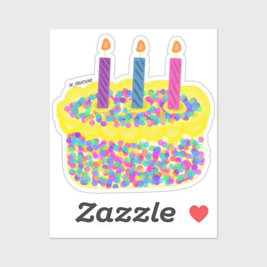 Sticker Gâteau d'anniversaire à la vanille colorée (Feuille)