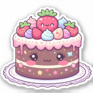 Sticker gâteau d'anniversaire chocolat kawaii