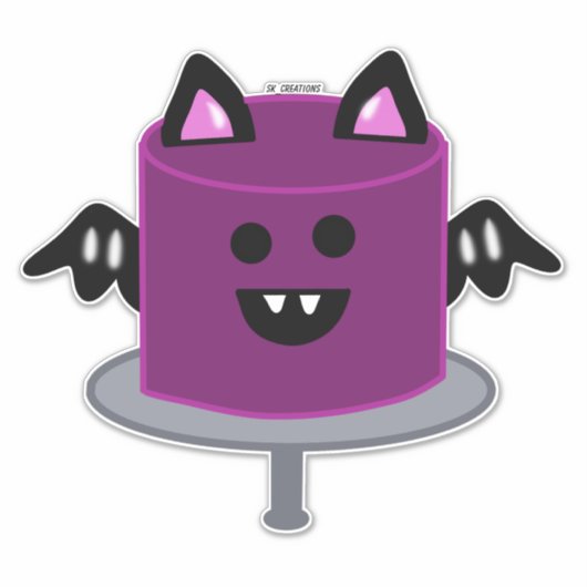 Sticker Gâteau de chauve-souris pourpre (Devant)