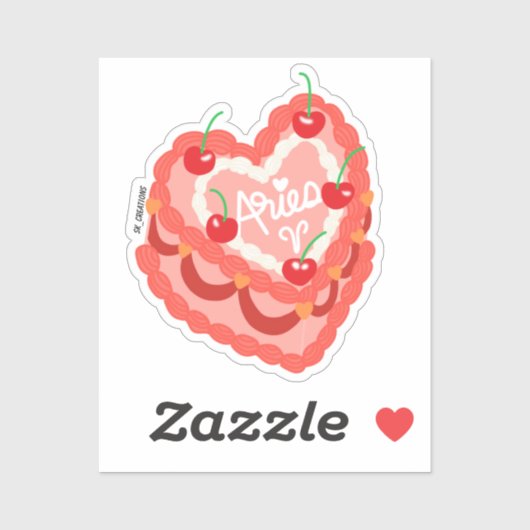 Sticker Gâteau de coeur Aries (Feuille)