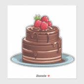 Sticker Gâteau imperméable aux framboises décadents (Feuille)