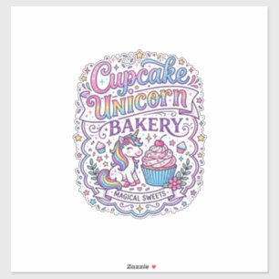 Sticker Gâteau Licorne Licorne Boulangerie Fond Blanc Pr