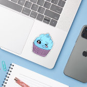 Sticker Gâteau Winky Blue (Ordinateur portable avec iPhone)