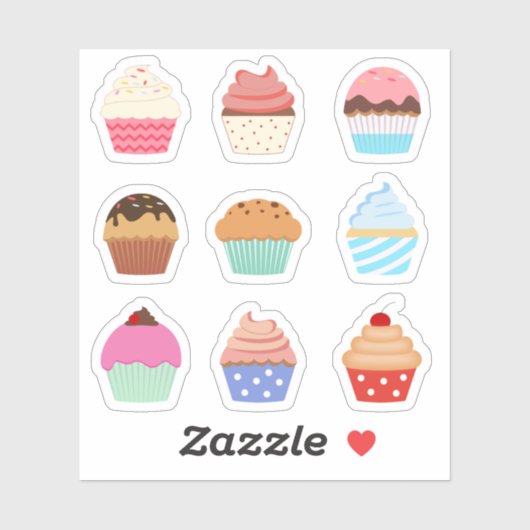 Sticker Gâteaux Cupcakes Colorés Mignons Planificateur Déc (Feuille)