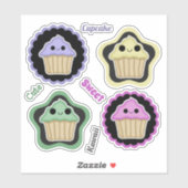 Sticker Gâteaux Cupcakes Kawaii à assortir (Feuille)
