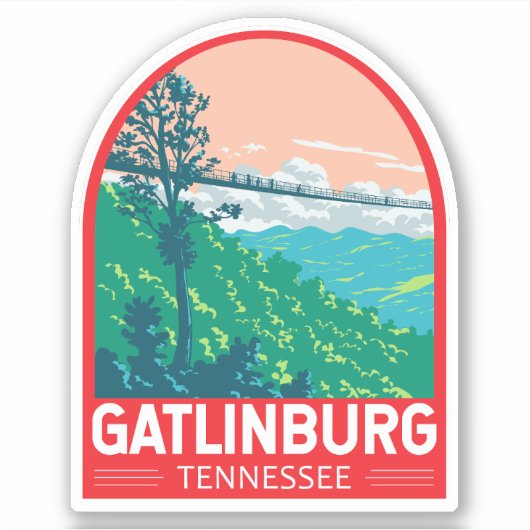 Sticker Gatlinburg Tennessee Travel Art Emblem (Devant)
