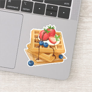 Sticker gaufres hachées au pois avec bruine au chocolat