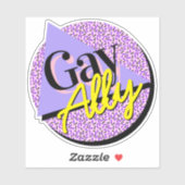 Sticker Gay Ally violet jaune 80s Memphis Style (Feuille)