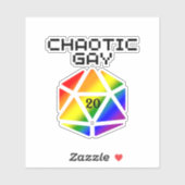 Sticker Gay D20 chaotique - LGBTQ+ Pride MDN (Feuille)