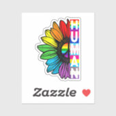 Sticker Gay pride du drapeau LGBT Tournesol humain Arc-en- (Feuille)