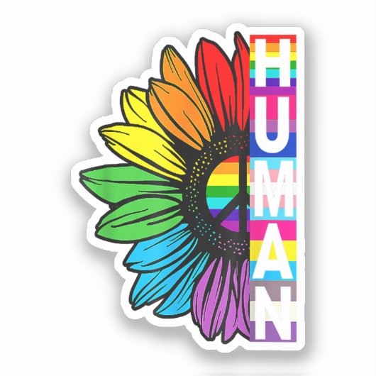 Sticker Gay pride du drapeau LGBT Tournesol humain Arc-en- (Recto)