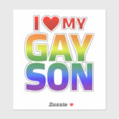 Sticker Gay pride Égalité et soutien J'aime mon fils gay (Feuille)