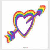 Sticker Gay pride LGBT Rainbow Heart avec Arrow mignon LGB (Feuille)