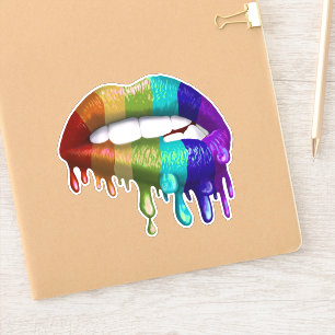 Sticker Gay pride Rainbow Biting Lips
