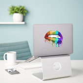 Sticker Gay pride Rainbow Biting Lips (Ordinateur portable sur le bureau)