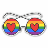 Sticker Gay pride | Rainbow Doodle Heart Lunettes de solei (Devant)