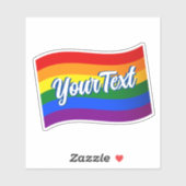 Sticker Gay pride Rainbow Flag texte personnalisé jusqu'à (Feuille)