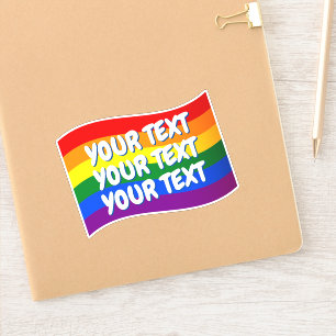 Sticker Gay pride Rainbow Flag texte personnalisé jusqu'à 