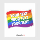 Sticker Gay pride Rainbow Flag texte personnalisé jusqu'à  (Feuille)