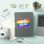 Sticker Gay pride Rainbow Flag texte personnalisé jusqu'à  (Couverture iPad)