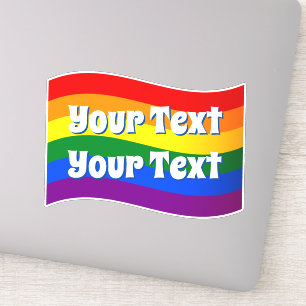 Sticker Gay pride Rainbow Flag texte personnalisé jusqu'à 
