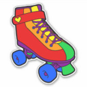 Sticker Gay pride Retro Rainbow Roller Skate (Devant)