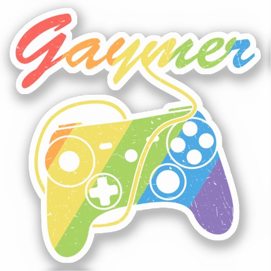Sticker Gaymer | Rainbow Video Game Controller | Jeux (Recto)