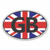 Sticker GB code pays Union Jack drapeau vinyle ovale (Devant)