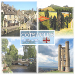 Sticker GB Cotswolds, Castle Combe, panorama de Field,