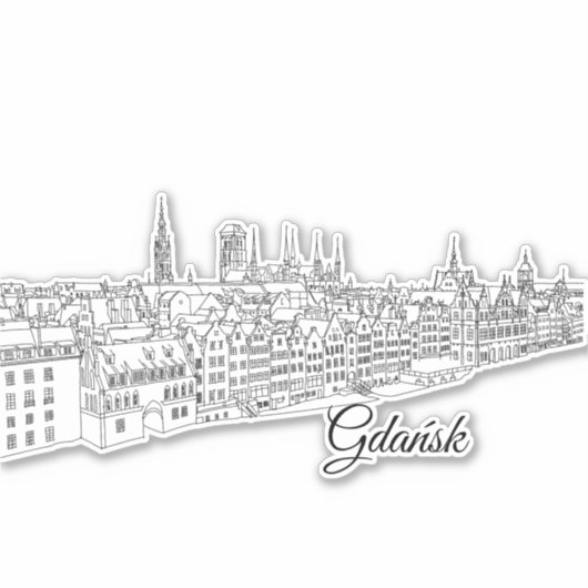 Sticker Gdansk, Pologne, illustration de voyage (Devant)