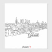 Sticker Gdansk, Pologne, illustration de voyage (Feuille)