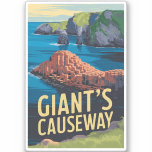 Sticker Géant's Causeway Irlande Travel Art Vintage