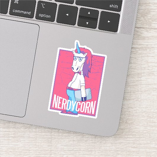 Sticker Geek drôle Nerdycorn Nerd Unicorn Homme (Détail)
