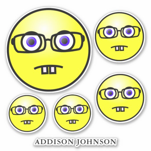 Sticker Geek nerd Emoji Yellow Face Collection Ajouter Nom (Devant)