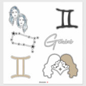 Sticker Gemini astrologie jumeaux zodiac anniversaire or (Feuille)