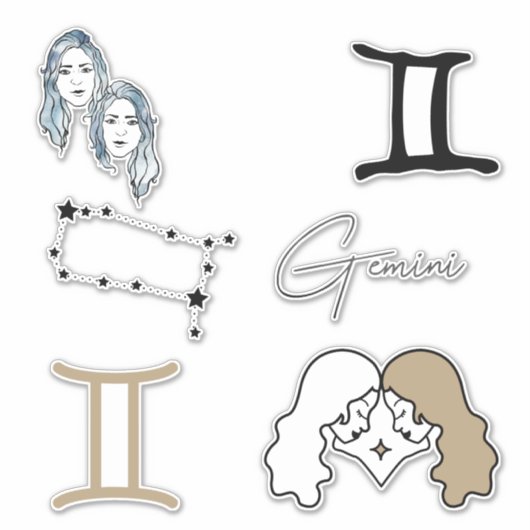 Sticker Gemini astrologie jumeaux zodiac anniversaire or (Devant)
