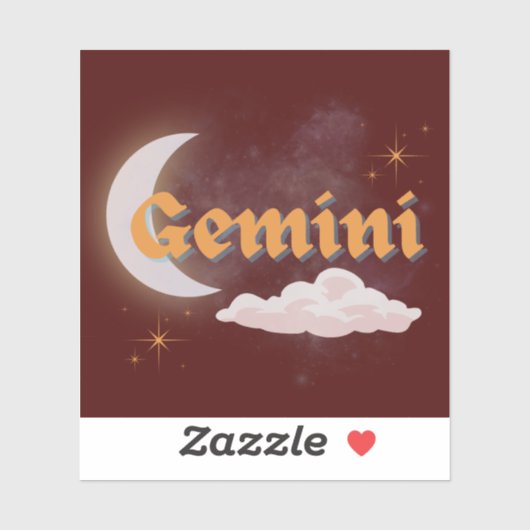 Sticker Gemini Celestial esthétique Dreamy Moon Cloud Star (Feuille)