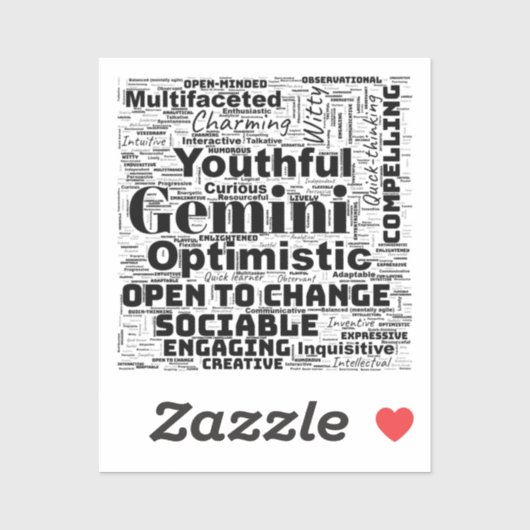Sticker Gemini Zodiac Word Cloud Inspiration (Feuille)