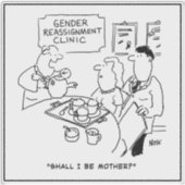 Sticker Gender Reassignment Man to Woman Funny Cartoon (Devant)