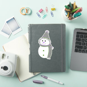 Sticker Genderquede Pride Snowman Snowperson Drapeau