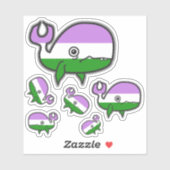 Sticker Genderqueer Anxieux mais Fière baleine (Feuille)