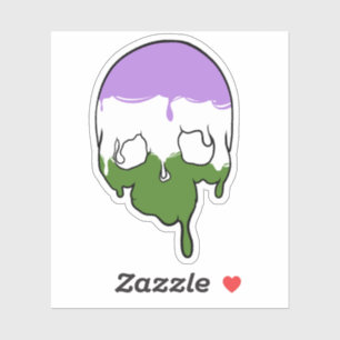 Sticker Genderqueer Pride Déchets Crâne