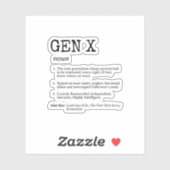Sticker Génération amusante X Définition Typographie noire (Feuille)